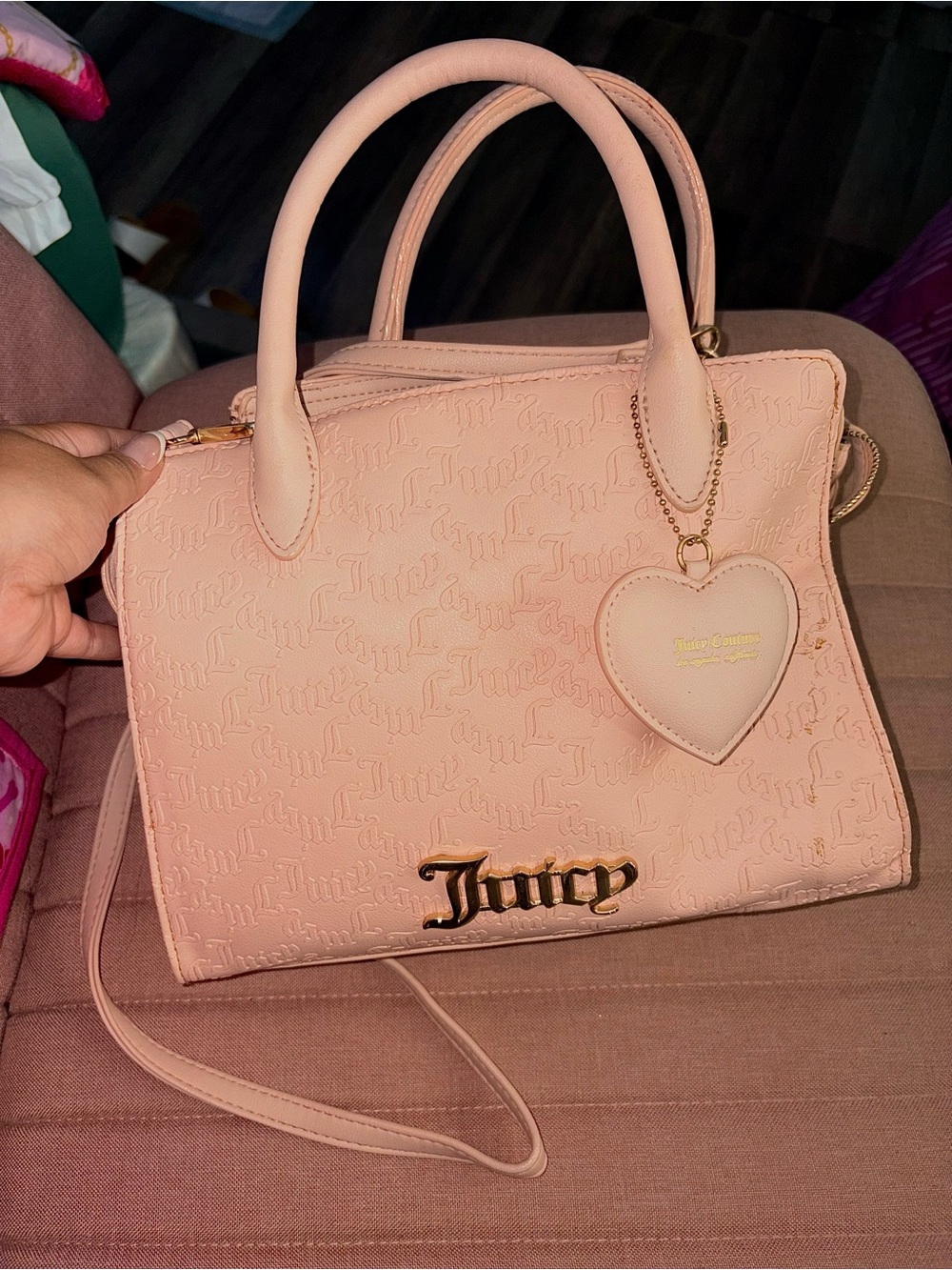 Juicy Couture Pale Pink Top-Handle Satchel with Heart Charm